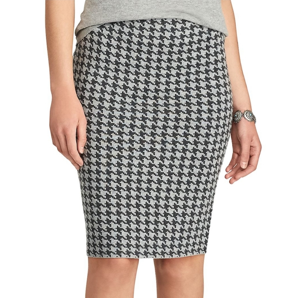 NWT Chaps 2 Tone Gray Houndstooth Pencil Skirt